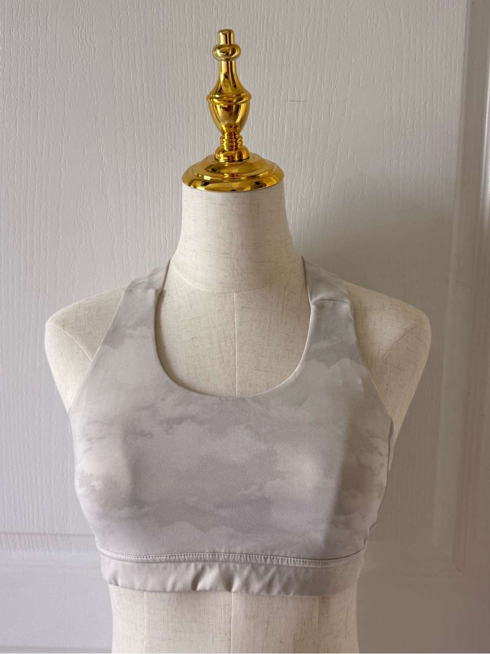 Light Gray Cloud Print Racerback Sports Bra